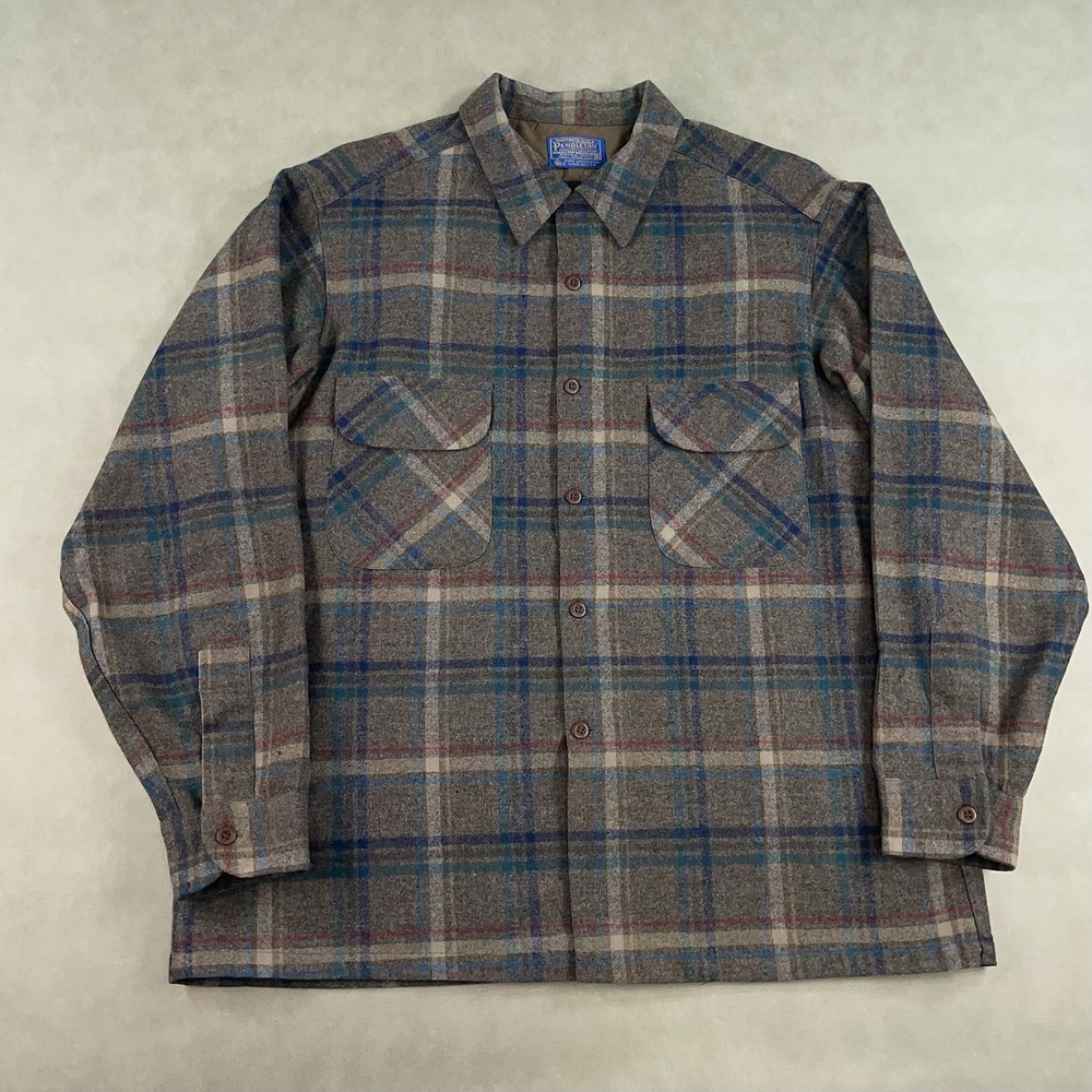 Vintage Pendleton Board Shirt Mens XL Button Up Flannel Plaid Wool 60s 70s *READ